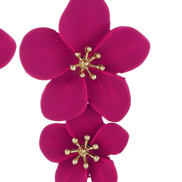 Anthro Blossom Earrings in Bright Pink - Picture 3 of 3